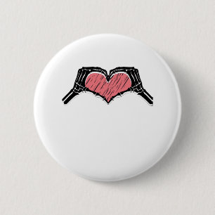 Skeleton Hand Heart Sign Valentines Day Classic 6 Cm Round Badge