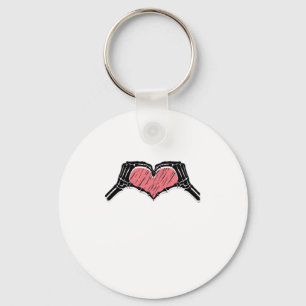 Skeleton Hand Heart Sign Valentines Day Classic Key Ring