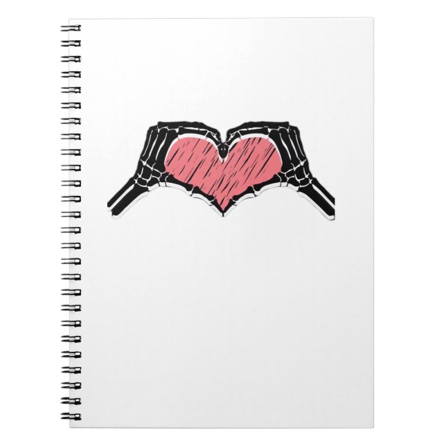 Skeleton Hand Heart Sign Valentines Day Classic Notebook (Front)