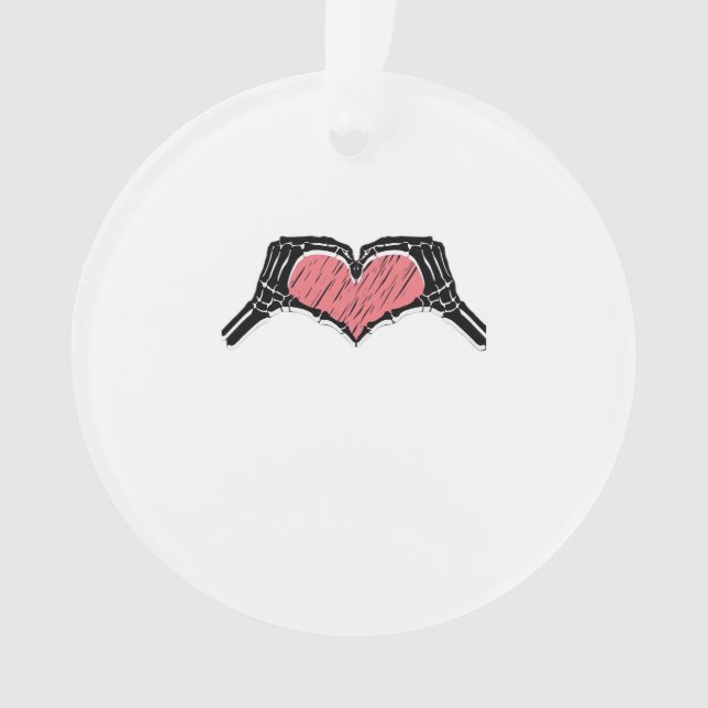 Skeleton Hand Heart Sign Valentines Day Classic Ornament (Front)