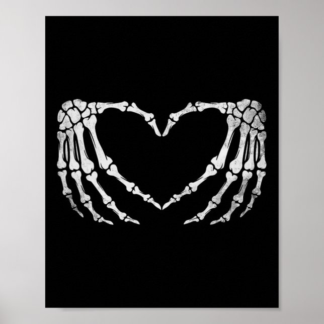 Skeleton Hand Heart Sign Vintage Halloween Costume (Front)