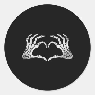 Skeleton Hand Heart Sign Vintage Halloween Costume Classic Round Sticker