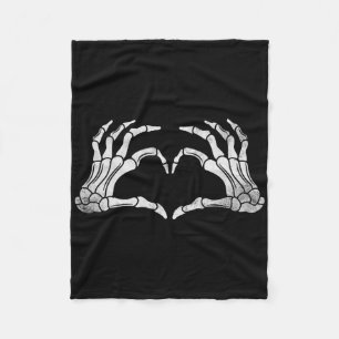 Skeleton Hand Heart Sign Vintage Halloween Costume Fleece Blanket