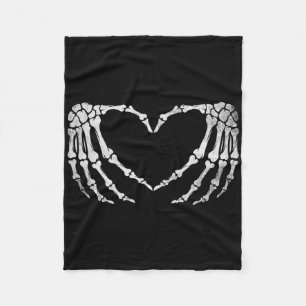 Skeleton Hand Heart Sign Vintage Halloween Costume Fleece Blanket