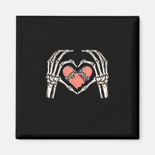 Skeleton Hand Heart Skateboard Valentines Day Funn Magnet