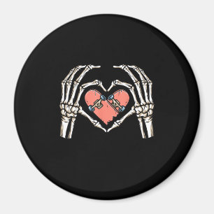 Skeleton Hand Heart Skateboard Valentines Day Funn Magnet
