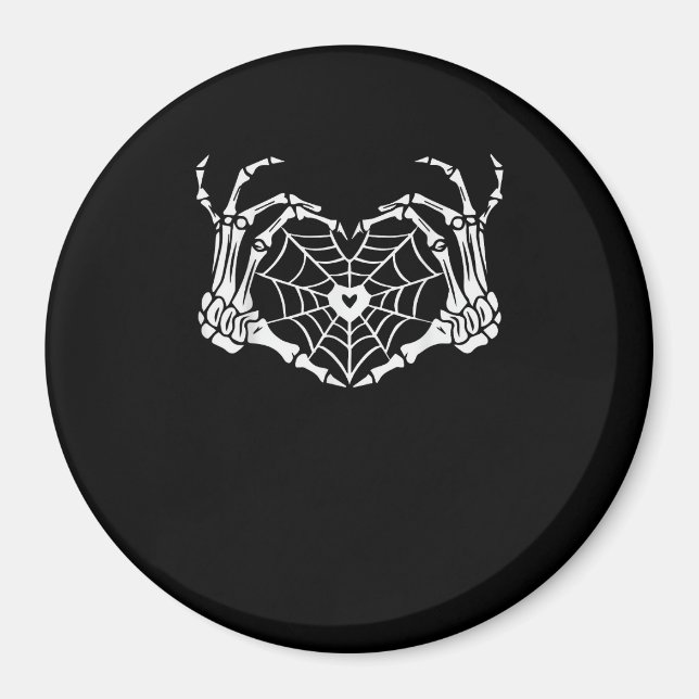 Skeleton Hand Heart Spiderweb Halloween Cobweb Par Magnet (Front)
