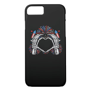 Skeleton Hand Heart USA Patriotic American iPhone 8/7 Case