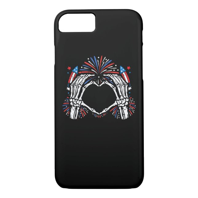 Skeleton Hand Heart USA Patriotic American Case-Mate iPhone Case (Back)