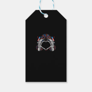 Skeleton Hand Heart USA Patriotic American Gift Tags