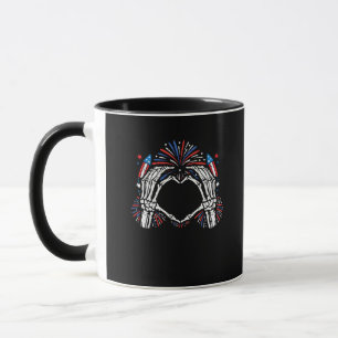 Skeleton Hand Heart USA Patriotic American Mug