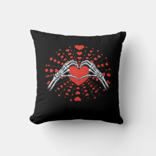 Skeleton Hand Heart Valentines Day Funny 2025 Hear Cushion