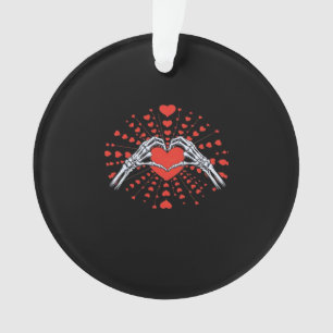 Skeleton Hand Heart Valentines Day Funny 2025 Hear Ornament