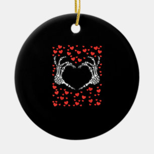 Skeleton Hand Heart Valentines Day Funny Classic Ceramic Ornament