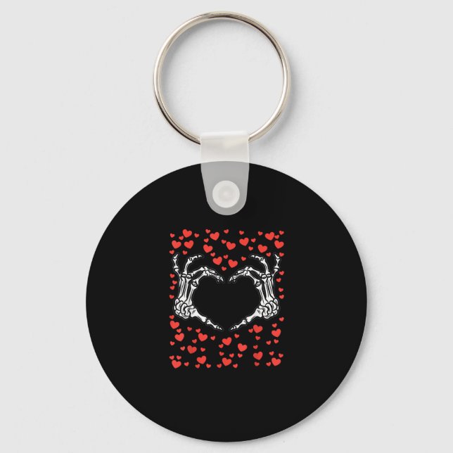 Skeleton Hand Heart Valentines Day Funny Classic Key Ring (Front)