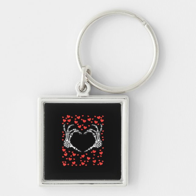 Skeleton Hand Heart Valentines Day Funny Classic Key Ring (Front)