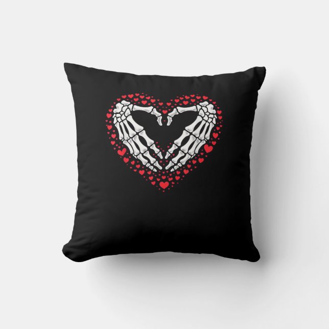 Skeleton Hand Heart Valentines Day Funny Couple Cu Cushion (Front)