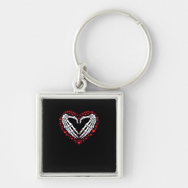 Skeleton Hand Heart Valentines Day Funny Couple Cu Key Ring (Front)