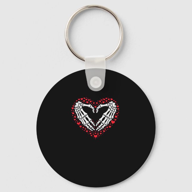 Skeleton Hand Heart Valentines Day Funny Couple Cu Key Ring (Front)