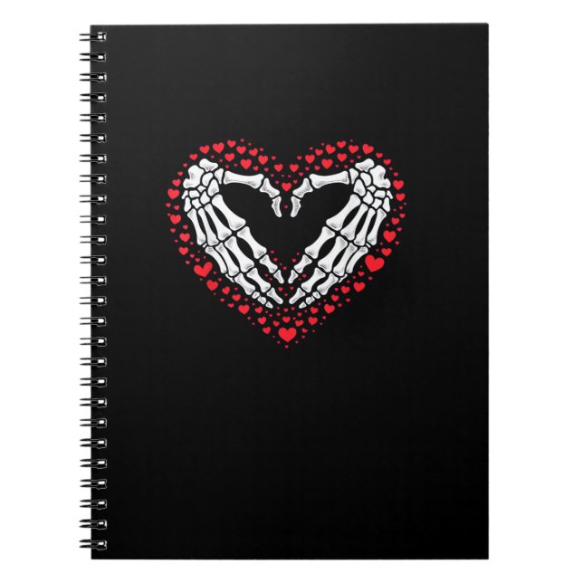 Skeleton Hand Heart Valentines Day Funny Couple Cu Notebook (Front)