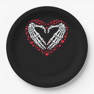 Skeleton Hand Heart Valentines Day Funny Couple Cu Paper Plate