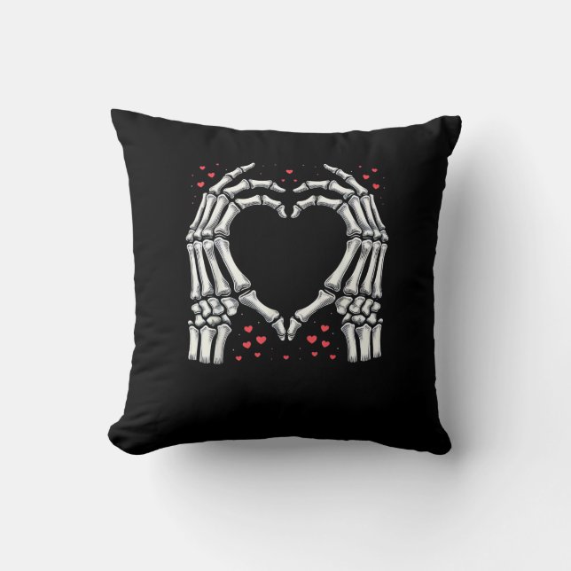Skeleton Hand Heart Valentines Day Funny Couple Cushion (Front)