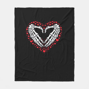 Skeleton Hand Heart Valentines Day Funny Couple Fleece Blanket