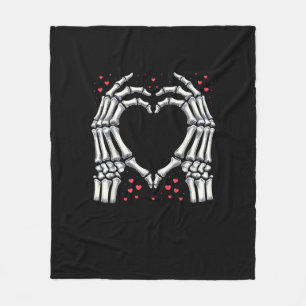 Skeleton Hand Heart Valentines Day Funny Couple Fleece Blanket