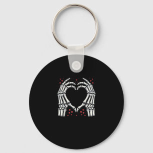 Skeleton Hand Heart Valentines Day Funny Couple Key Ring