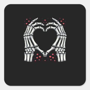 Skeleton Hand Heart Valentines Day Funny Couple Square Sticker