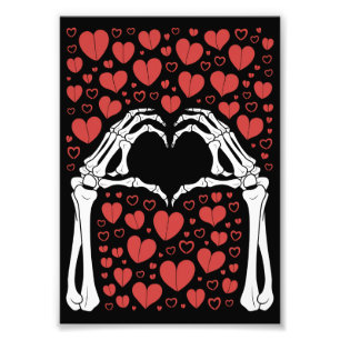 Skeleton Hand Heart Valentines Day Funny Love Photo Print