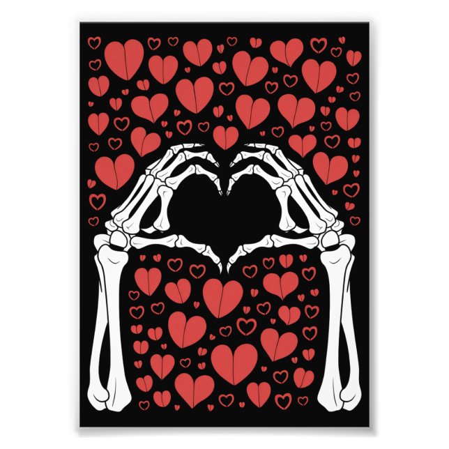Skeleton Hand Heart Valentines Day Funny Love Photo Print (Front)