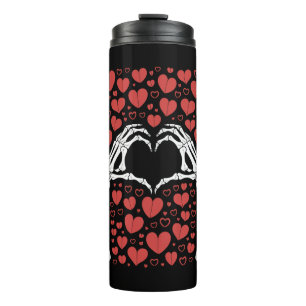 Skeleton Hand Heart Valentines Day Funny Love Thermal Tumbler