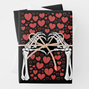 Skeleton Hand Heart Valentines Day Funny Love Wrapping Paper Sheet
