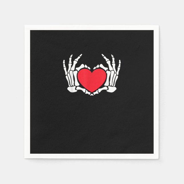Skeleton Hand Heart Valentines Day Funny Meme Napkin (Front)