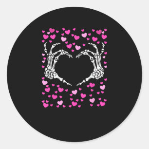 Skeleton Hand Heart Valentines Day Funny Viral Classic Round Sticker