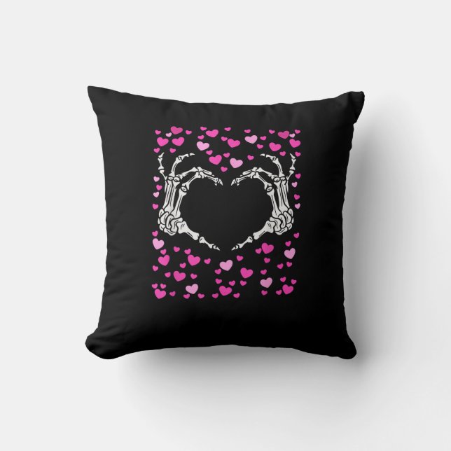 Skeleton Hand Heart Valentines Day Funny Viral Cushion (Front)
