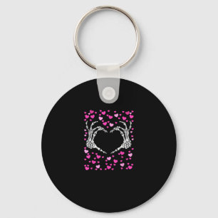 Skeleton Hand Heart Valentines Day Funny Viral Key Ring