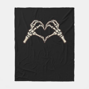 Skeleton Hand Hearts Design Fleece Blanket