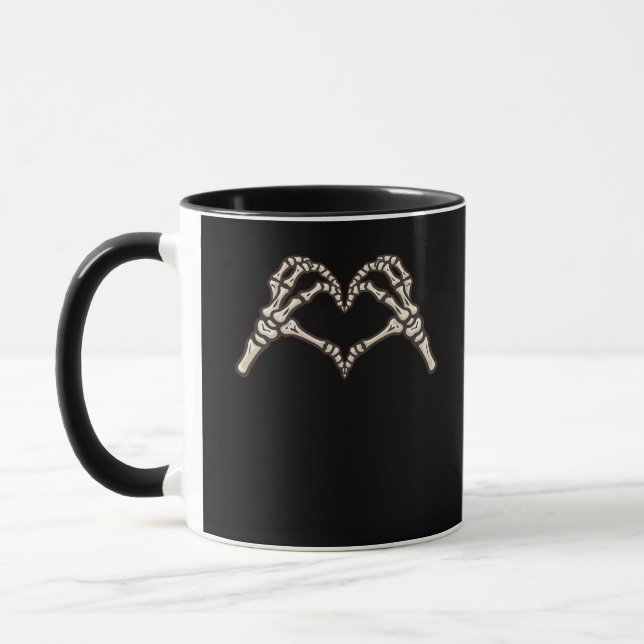 Skeleton Hand Hearts Design Mug (Left)
