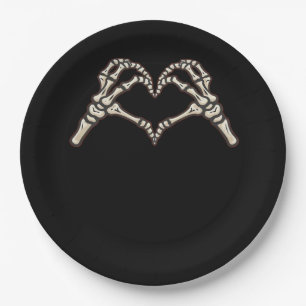 Skeleton Hand Hearts Design Paper Plate