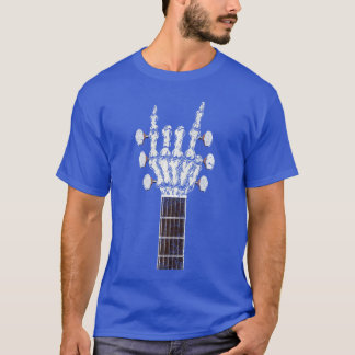 Skeleton Hand Heavy Punk Rock Roll Sign on Guitar T-Shirt