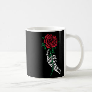Skeleton Hand Holding A Red Rose Pocket Halloween  Coffee Mug