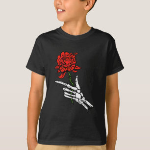 Skeleton Hand Holding A Red Rose T-Shirt
