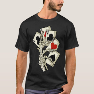 Skeleton Hand Holding Cards Edgy Poker Design T-Shirt