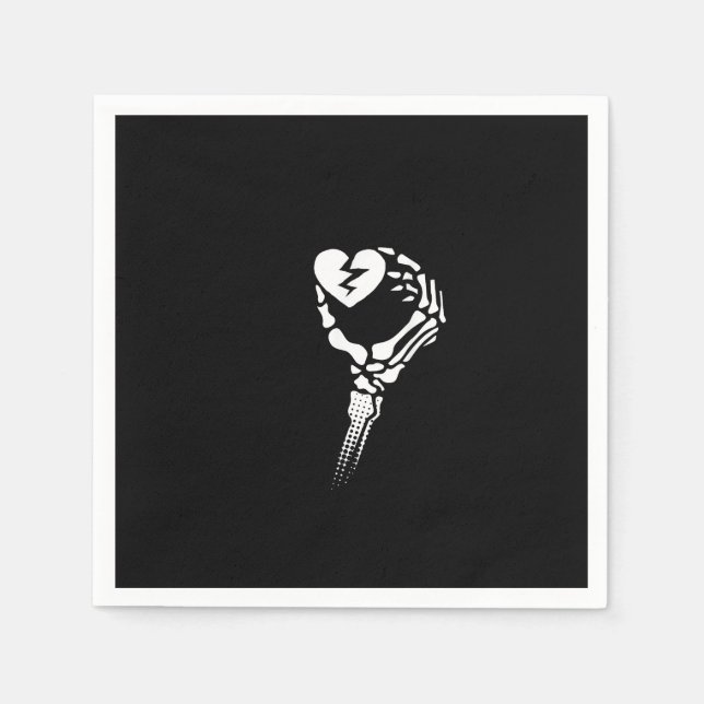 Skeleton Hand Holding Heart Napkin (Front)
