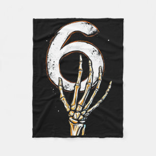 Skeleton Hand Holding Number 6 Matching 67 Hallowe Fleece Blanket