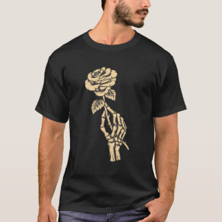Skeleton Hand Holding Rose Aesthetic Red Flower T-Shirt