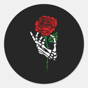 Skeleton Hand Holding Rose Tattoo Classic Round Sticker