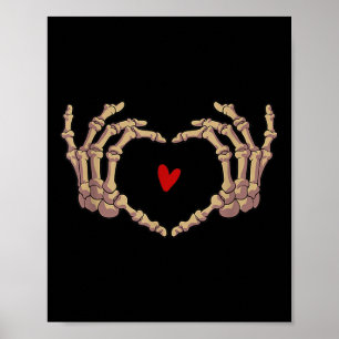 Skeleton Hand Love Heart Halloween Day Spooky Seas Poster